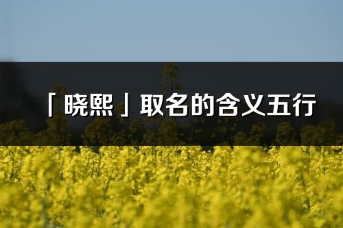 「曉熙」取名的含義五行_曉熙名字寓意解釋