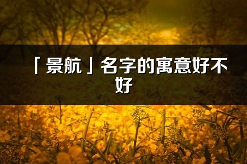 「景航」名字的寓意好不好_景航含義分析