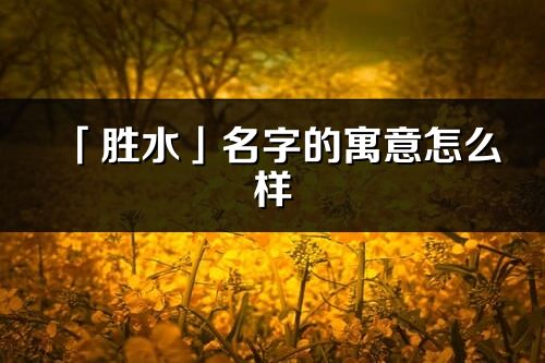 「勝水」名字的寓意怎么樣_勝水的出處