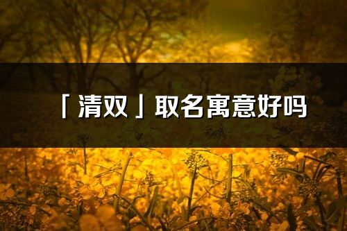 「清雙」取名寓意好嗎_清雙名字含義及五行