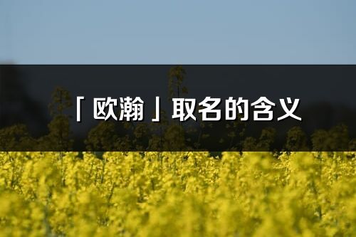 「歐瀚」取名的含義_歐瀚名字寓意