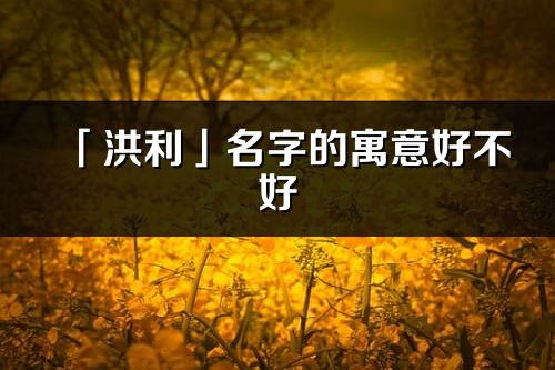 「洪利」名字的寓意好不好_洪利含義分析