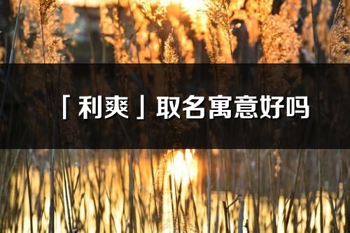 「利爽」取名寓意好嗎_利爽名字含義及五行