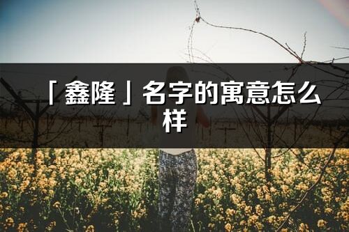 「鑫隆」名字的寓意怎么樣_鑫隆的出處