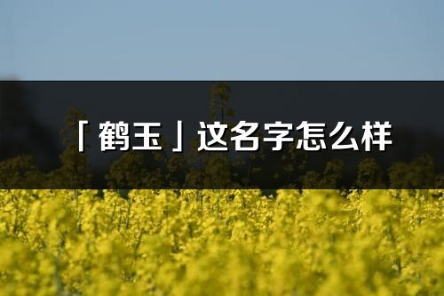 「鶴玉」這名字怎么樣_鶴玉的名字解釋