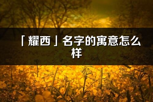 「耀西」名字的寓意怎么樣_耀西的出處