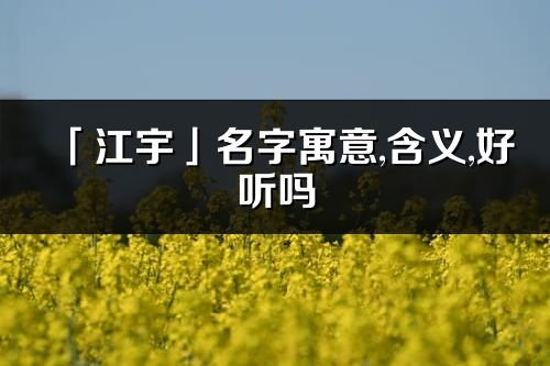 「江宇」名字寓意,含義,好聽(tīng)嗎_江宇名字分析打分