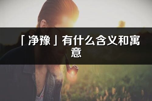 「凈豫」有什么含義和寓意_凈豫名字的出處與意思