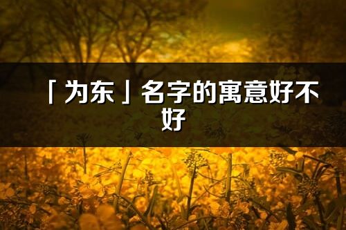 「為東」名字的寓意好不好_為東含義分析