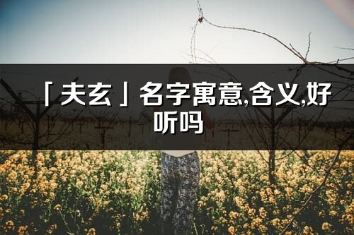 「夫玄」名字寓意,含義,好聽嗎_夫玄名字分析打分