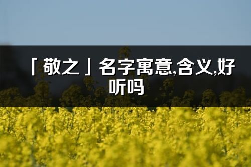 「敬之」名字寓意,含義,好聽嗎_敬之名字分析打分