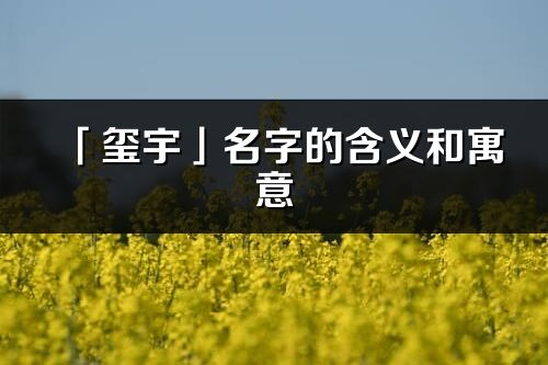 「璽宇」名字的含義和寓意_璽宇的出處與意思解釋