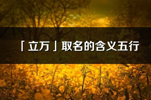 「立萬」取名的含義五行_立萬名字寓意解釋