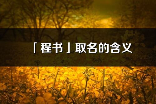 「程書」取名的含義_程書名字寓意