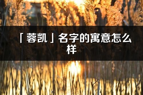 「蓉凱」名字的寓意怎么樣_蓉凱的出處