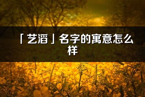 「藝滔」名字的寓意怎么樣_藝滔的出處