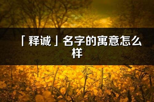 「釋誠」名字的寓意怎么樣_釋誠的出處