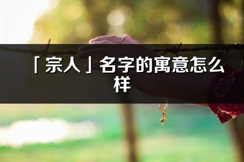 「宗人」名字的寓意怎么樣_宗人的出處