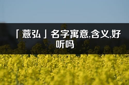 「薏弘」名字寓意,含義,好聽嗎_薏弘名字分析打分