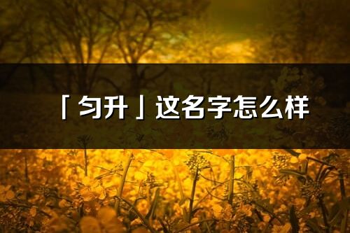 「勻升」這名字怎么樣_勻升的名字解釋