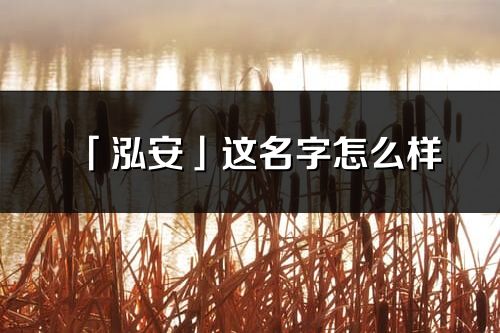 「泓安」這名字怎么樣_泓安的名字解釋