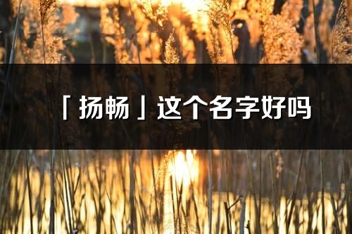 「揚暢」這個名字好嗎_揚暢名字寓意,含義