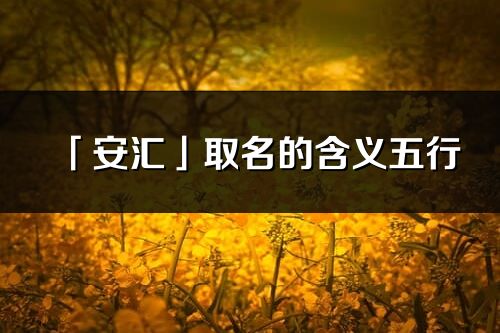 「安匯」取名的含義五行_安匯名字寓意解釋