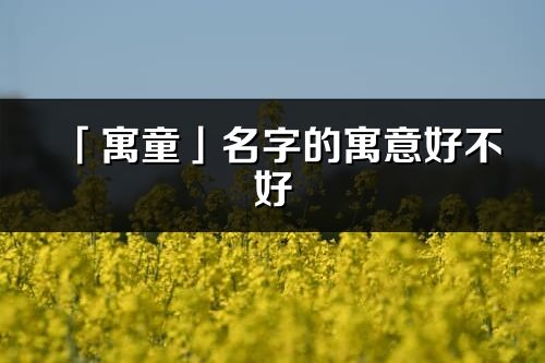 「寓童」名字的寓意好不好_寓童含義分析