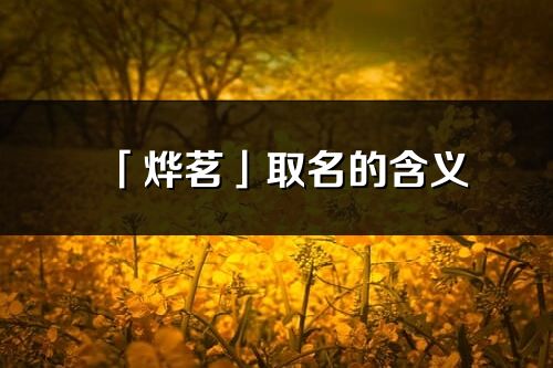 「燁茗」取名的含義_燁茗名字寓意