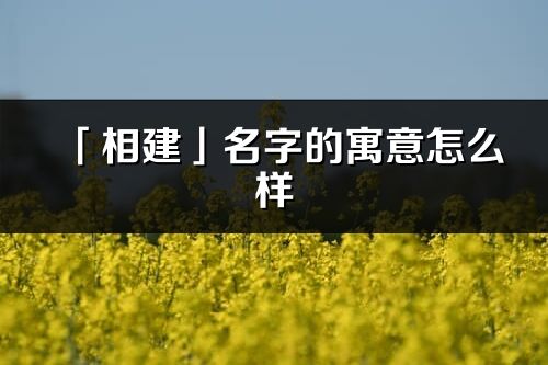 「相建」名字的寓意怎么樣_相建的出處