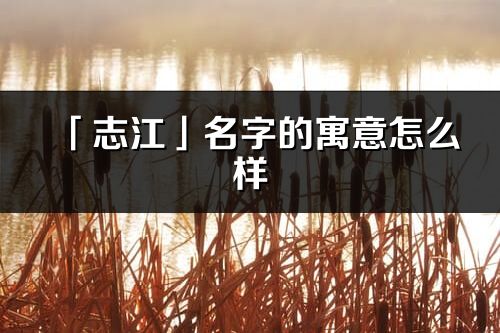 「志江」名字的寓意怎么樣_志江的出處