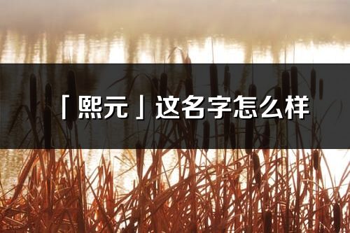 「熙元」這名字怎么樣_熙元的名字解釋