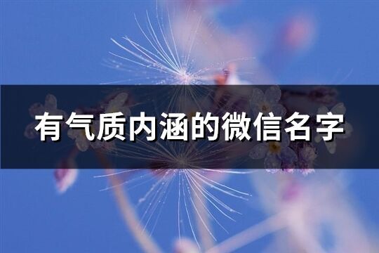 有氣質內涵的微信名字(共588個)