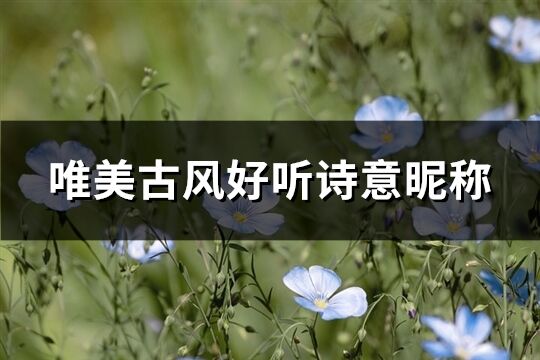 唯美古風好聽詩意昵稱(優選372個)