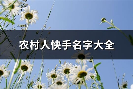 農村人快手名字大全(優選81個)