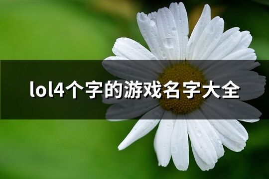 lol4個字的游戲名字大全(共511個)