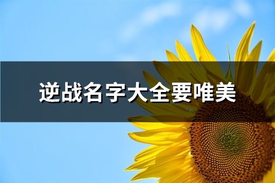 逆戰名字大全要唯美(共73個)