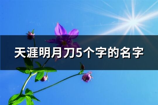 天涯明月刀5個字的名字(415個)