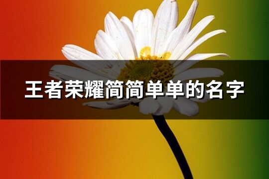 王者榮耀簡簡單單的名字(455個)