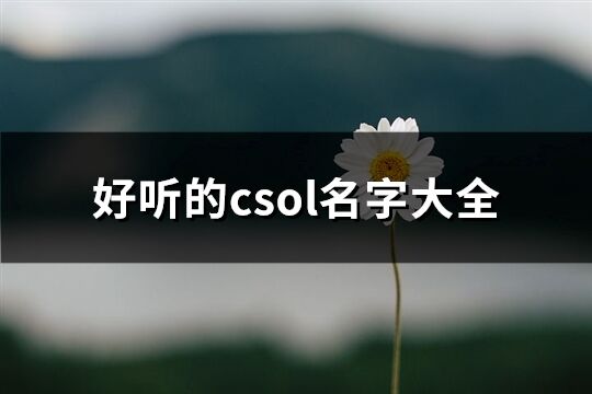 好聽的csol名字大全(優選258個)