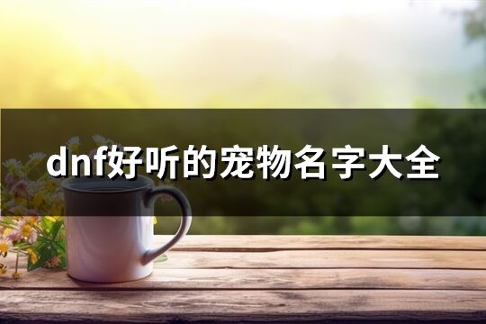 dnf好聽的寵物名字大全(共426個)