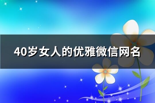 40歲女人的優雅微信網名(共1491個)