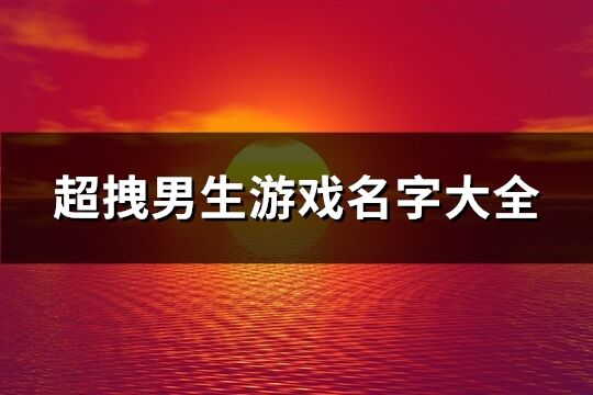 超拽男生游戲名字大全(387個)