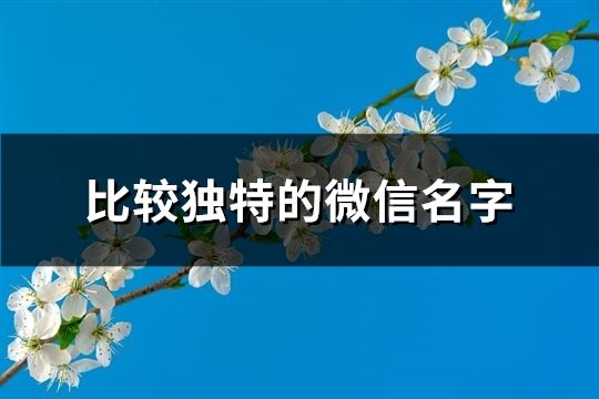 比較獨特的微信名字(優選939個)