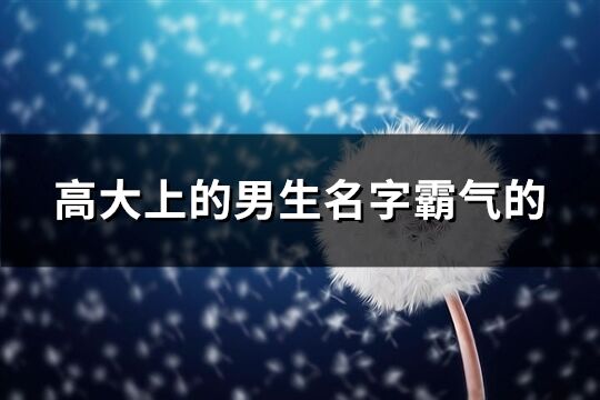 高大上的男生名字霸氣的(共219個)