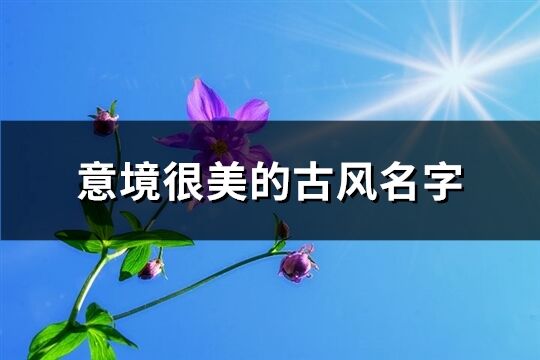 意境很美的古風名字(548個)