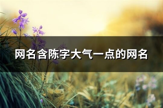 網(wǎng)名含陳字大氣一點(diǎn)的網(wǎng)名(共81個(gè))