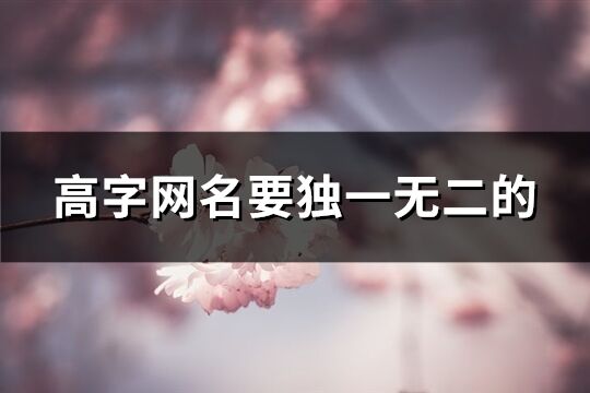 高字網名要獨一無二的(優選92個)