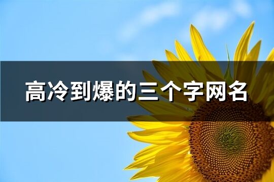 高冷到爆的三個字網名(共270個)