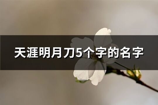 天涯明月刀5個(gè)字的名字(精選462個(gè))